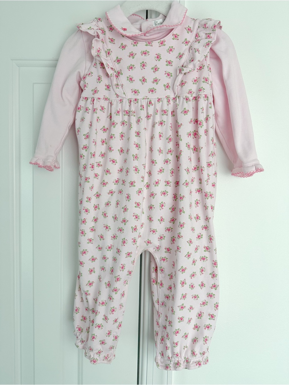 Kissy Kissy pink floral onsie and jumpsuit set 18-24m EUC